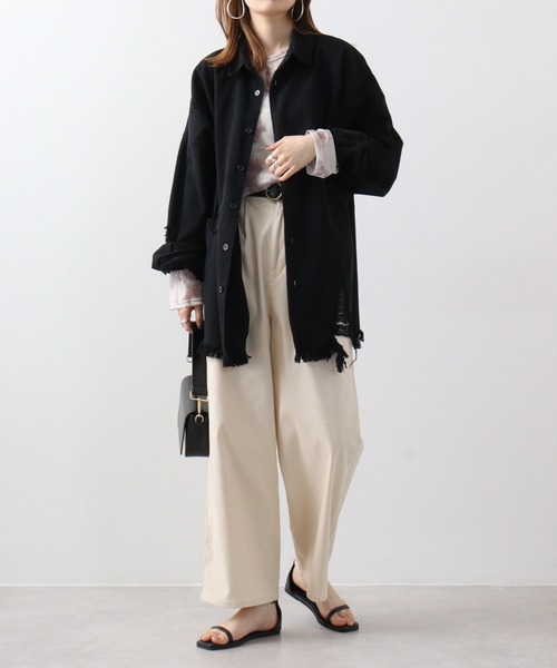 RE730(アールイーセブンサーティー)の「Ripped long sleeve work shirt / ダメージ加工 長袖ワークシャツ(シャツ/ブラウス・メンズ・ブラック系/ブラック系1/ホワイト・M/L)」の19枚目の写真