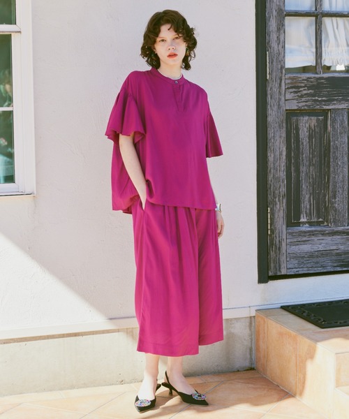 manana suerte（マニャーナスエルテ）の「レーヨンギャザースリーブブラウス（シャツ/ブラウス・レディース・ピンク/ブラック/ブルー・FREE）」の22枚目の写真