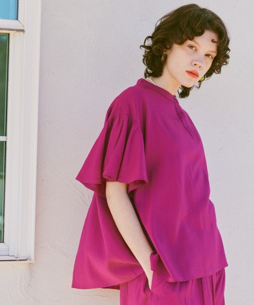 manana suerte（マニャーナスエルテ）の「レーヨンギャザースリーブブラウス（シャツ/ブラウス・レディース・ピンク/ブラック/ブルー・FREE）」の20枚目の写真