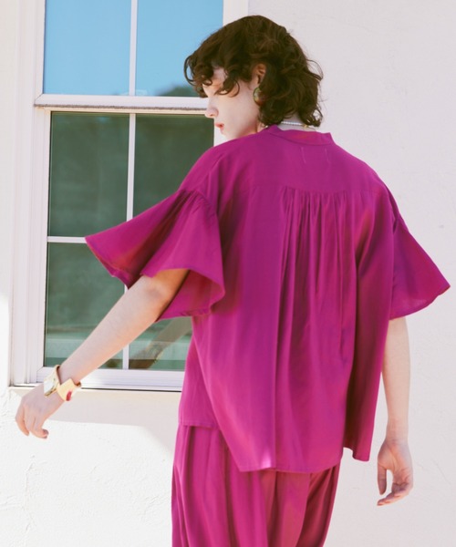 manana suerte（マニャーナスエルテ）の「レーヨンギャザースリーブブラウス（シャツ/ブラウス・レディース・ピンク/ブラック/ブルー・FREE）」の21枚目の写真