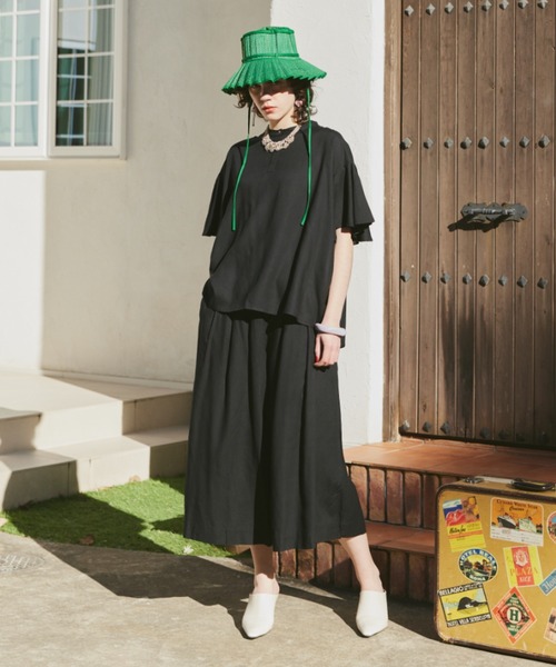 manana suerte（マニャーナスエルテ）の「レーヨンギャザースリーブブラウス（シャツ/ブラウス・レディース・ピンク/ブラック/ブルー・FREE）」の10枚目の写真