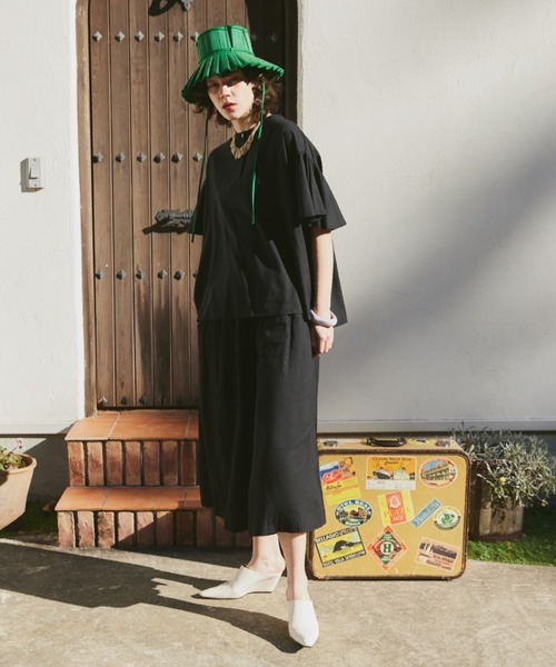 manana suerte（マニャーナスエルテ）の「レーヨンギャザースリーブブラウス（シャツ/ブラウス・レディース・ピンク/ブラック/ブルー・FREE）」の12枚目の写真