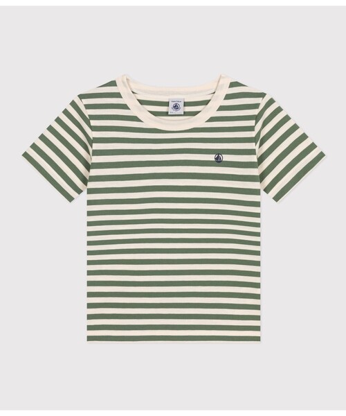PETIT BATEAU(プチバトー)の「ボーダー半袖Tシャツ(Tシャツ/カットソー・キッズ・グリーン系その他/ホワイト×ブルー・12YEAR/10YEAR/6YEAR/8YEAR)」の2枚目の写真