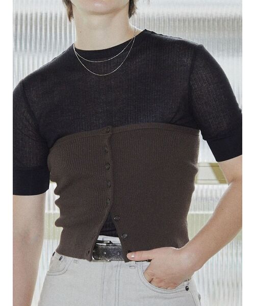 VEQUM（VEQUM）の「【VEQUM】SHEER COMPACT TSHIRT（Tシャツ/カットソー・レディース・ブルー/ホワイト/オレンジ/ブラック・FREE）」の12枚目の写真