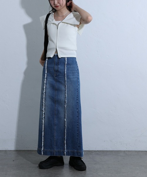 COLONY 2139（コロニートゥーワンスリーナイン）の「カットオフフリンジデニムスカート（デニムスカート・レディース・ブルー・MEDIUM/SMALL）」の8枚目の写真