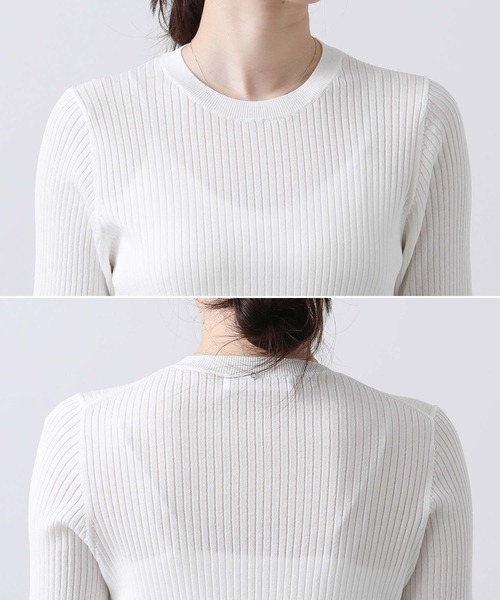 Gready Brilliant（グレディブリリアン）の「Ｒｙ混リブクルー半袖ニット（ニット/セーター・レディース・ブラック/オフホワイト・38）」の22枚目の写真