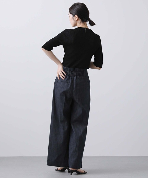 Gready Brilliant（グレディブリリアン）の「Ｒｙ混リブクルー半袖ニット（ニット/セーター・レディース・ブラック/オフホワイト・38）」の14枚目の写真