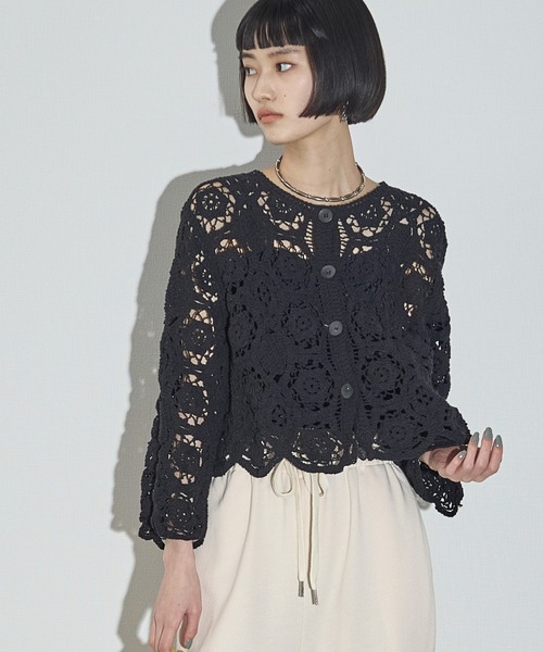 moussy - エクリュ鍵網サマーニットサマーカーディガン ボレロ ZARA エクリュ鍵網サマーニット?サマーカーディガン ボレロ ZARA（THE