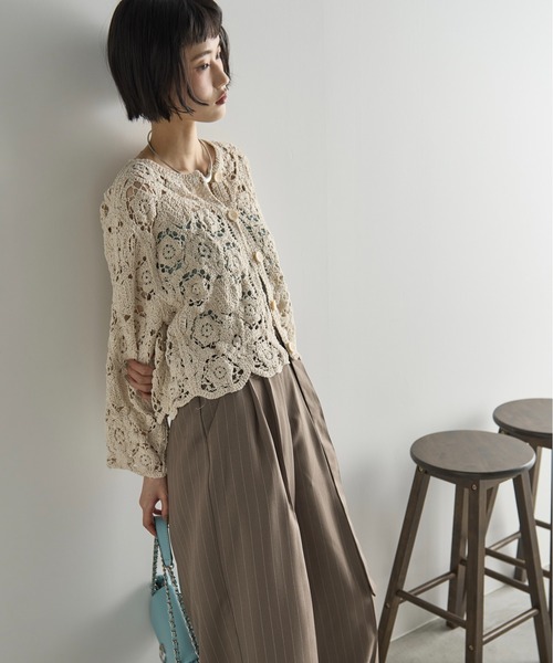 THE YOn（ザヨン）の「トーションレースカーディガン（カーディガン/ボレロ・レディース・ナチュラル/ブラック・FREE）」の12枚目の写真