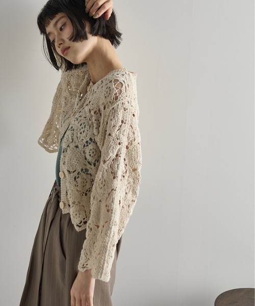 THE YOn（ザヨン）の「トーションレースカーディガン（カーディガン/ボレロ・レディース・ナチュラル/ブラック・FREE）」の5枚目の写真
