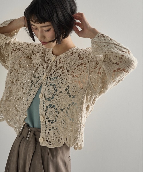 THE YOn（ザヨン）の「トーションレースカーディガン（カーディガン/ボレロ・レディース・ナチュラル/ブラック・FREE）」の6枚目の写真