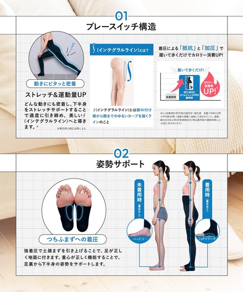 BELMISE(ベルミス)の「【公式】 BELMISE ベルミス 着圧 トレンカ 単品 黒 着圧トレンカ 着圧タイツ レギンス レディース インナー 着圧レギンス 補正下着 レギンスパンツ スパッツ 加圧 ハイウエスト 美脚 ヨガ フィットネス ヒップアップ ダイエット むくみ(レギンス/スパッツ・レディース・ブラック・L/M/S/LL)」の8枚目の写真