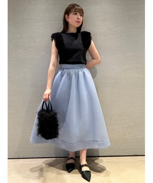 CELFORD セルフォード　ダブルラッセルボリュームスカート　BLK CELFORD（セルフォード）の「大花柄ダブルラッセルボリュームスカート