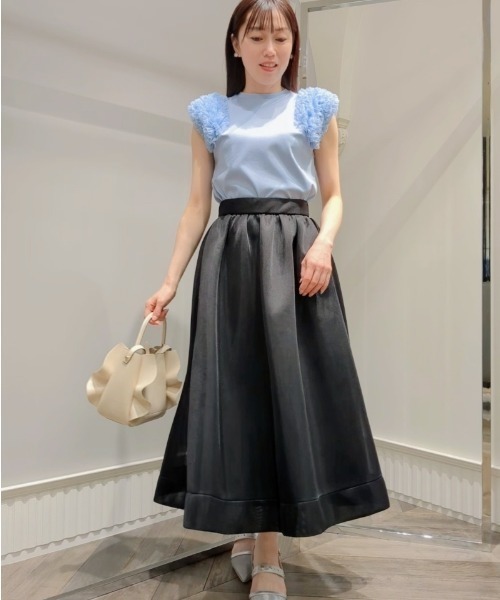 CELFORD セルフォード　ダブルラッセルボリュームスカート　BLK CELFORD（セルフォード）の「大花柄ダブルラッセルボリュームスカート