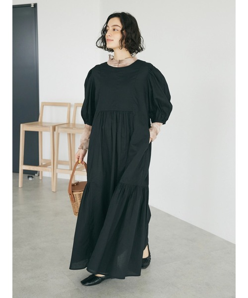 CRAFT STANDARD BOUTIQUE(クラフトスタンダードブティック)の「インド綿パフスリーブギャザーワンピース(ワンピース・レディース・グレー系その他2/パープル/ブルー系その他6/ブラック・FREE)」の14枚目の写真