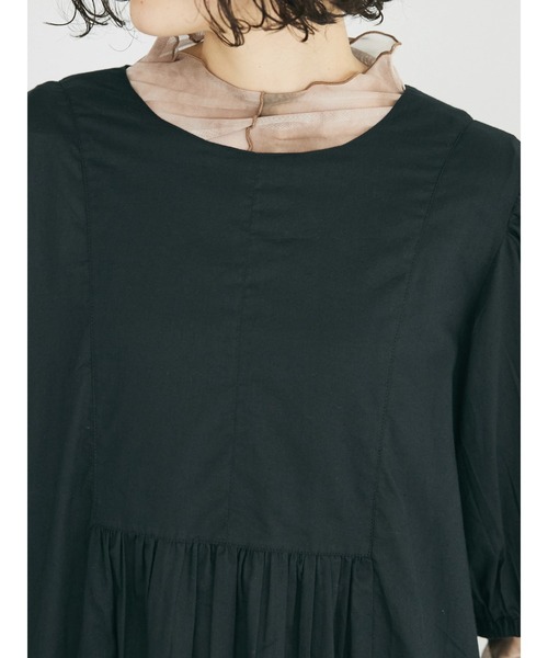 CRAFT STANDARD BOUTIQUE(クラフトスタンダードブティック)の「インド綿パフスリーブギャザーワンピース(ワンピース・レディース・グレー系その他2/パープル/ブルー系その他6/ブラック・FREE)」の15枚目の写真