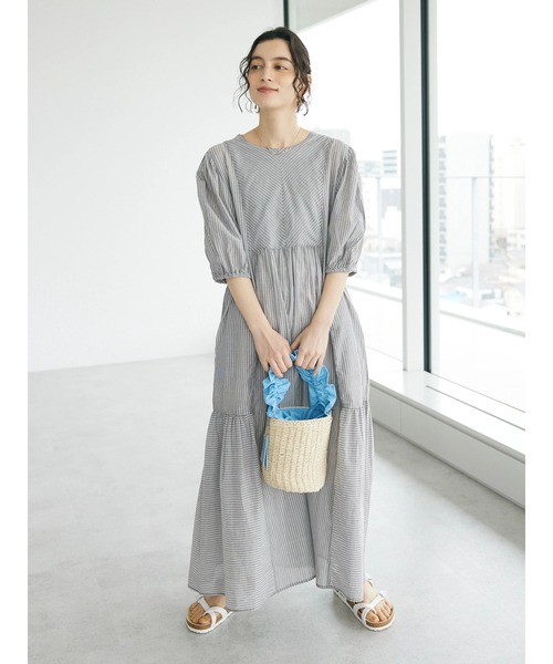 CRAFT STANDARD BOUTIQUE(クラフトスタンダードブティック)の「インド綿パフスリーブギャザーワンピース(ワンピース・レディース・グレー系その他2/パープル/ブルー系その他6/ブラック・FREE)」の19枚目の写真