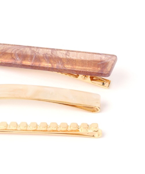 LAKOLE（ラコレ）の「スクエアピン3点SET2 / 114066（ヘアピン・レディース・ベージュ/ライトグリーン・FREE）」の4枚目の写真