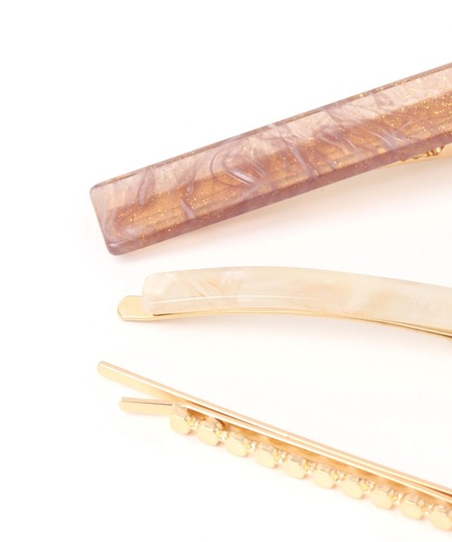 LAKOLE（ラコレ）の「スクエアピン3点SET2 / 114066（ヘアピン・レディース・ベージュ/ライトグリーン・FREE）」の5枚目の写真