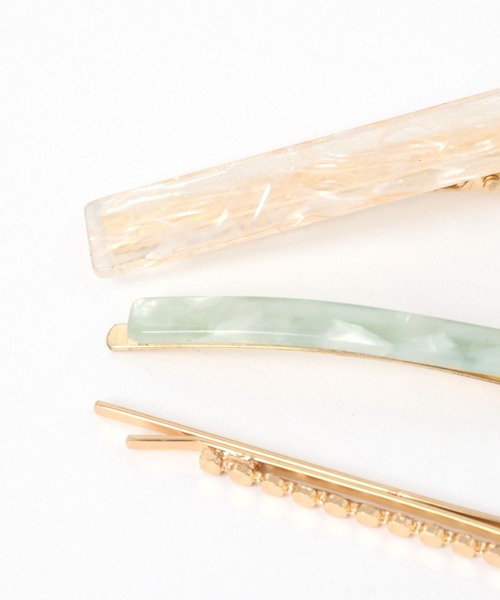 LAKOLE（ラコレ）の「スクエアピン3点SET2 / 114066（ヘアピン・レディース・ベージュ/ライトグリーン・FREE）」の6枚目の写真