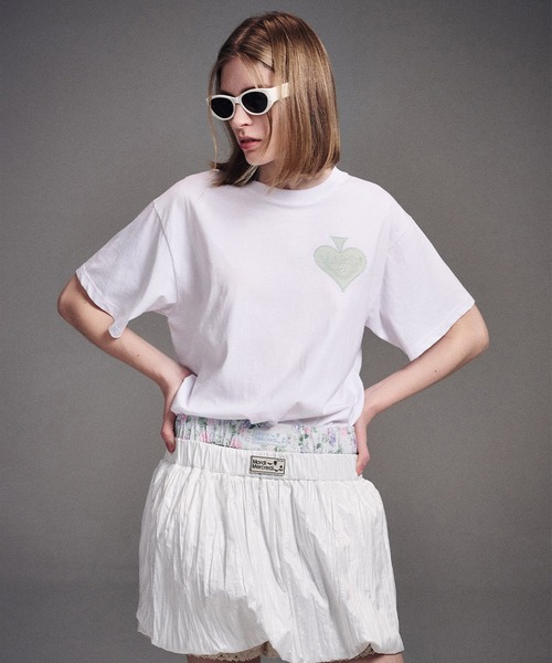 Mardi Mercredi（マルディメクルディ）の「TSHIRT SATIN SPADE / Tシャツ サテン スペード（Tシャツ/カットソー・レディース・ホワイト/ベージュ系その他/ライトグレー系1・FREE）」の18枚目の写真