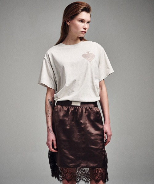 Mardi Mercredi（マルディメクルディ）の「TSHIRT SATIN SPADE / Tシャツ サテン スペード（Tシャツ/カットソー・レディース・ホワイト/ベージュ系その他/ライトグレー系1・FREE）」の10枚目の写真