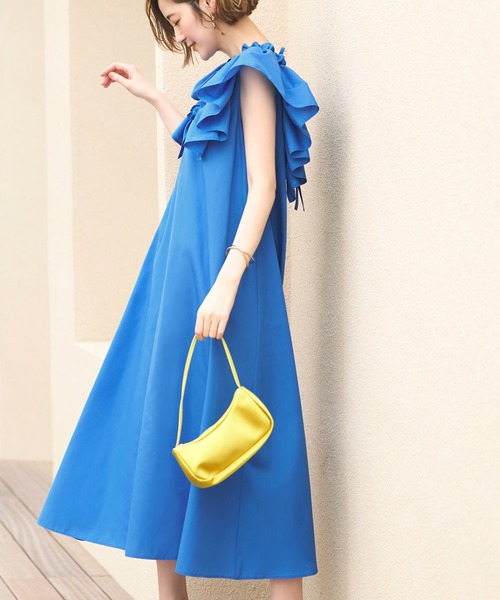 RUIRUE BOUTIQUE(ルイルエブティック)の「洗えるショルダーフリルAラインリラクシーロング丈ワンピース リゾート(ワンピース・レディース・ピンク/ベージュ/ブラック/ブルー・LL/L/M/S)」の15枚目の写真
