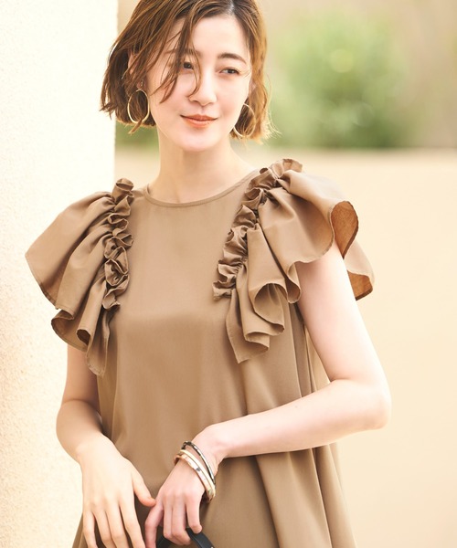 RUIRUE BOUTIQUE(ルイルエブティック)の「洗えるショルダーフリルAラインリラクシーロング丈ワンピース リゾート(ワンピース・レディース・ピンク/ベージュ/ブラック/ブルー・LL/L/M/S)」の21枚目の写真