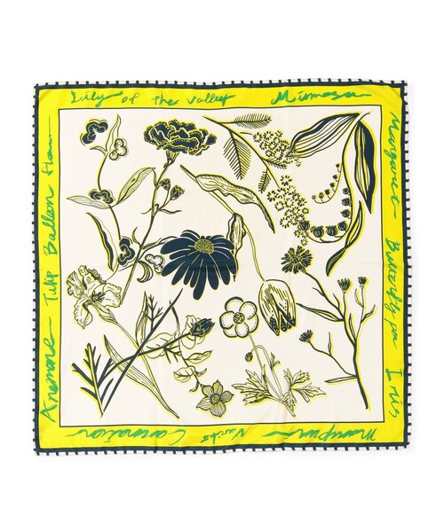 manipuri(マニプリ)の「manipuri FLOWER シルクスカーフ(バンダナ/スカーフ・レディース・イエロー系その他2/ライトパープル・FREE)」の2枚目の写真