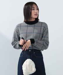 BEAMS HEART | ハイネック チェックニット プルオーバー(ニット/セーター)