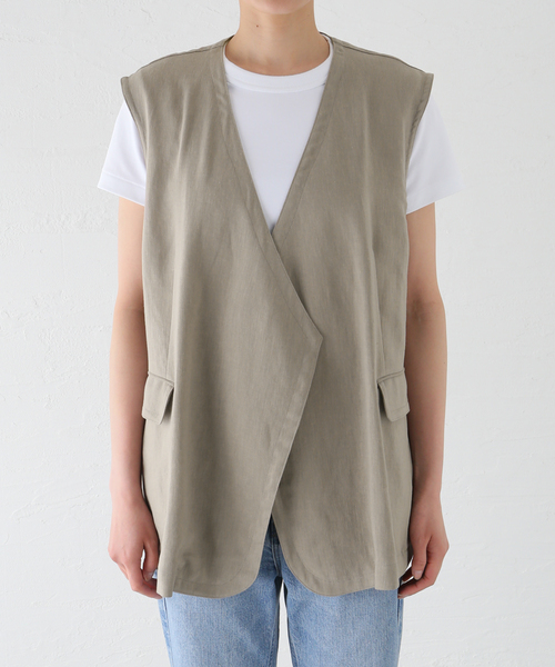 未使用　フレームワーク　リネン ジレ リネンPLツイルオーバージレ（ベスト）｜FRAMeWORK（フレーム