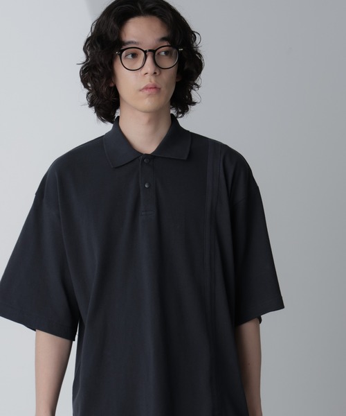 NANO universe（ナノユニバース）の「切り替えビッグポロシャツ 半袖（ポロシャツ・メンズ・ホワイト/ネイビー/グリーン/スミクロ・M/L）」の3枚目の写真