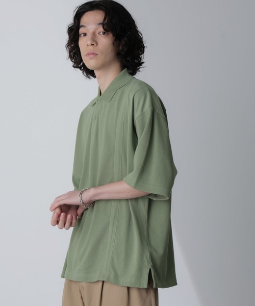 NANO universe（ナノユニバース）の「切り替えビッグポロシャツ 半袖（ポロシャツ・メンズ・ホワイト/ネイビー/グリーン/スミクロ・M/L）」の5枚目の写真