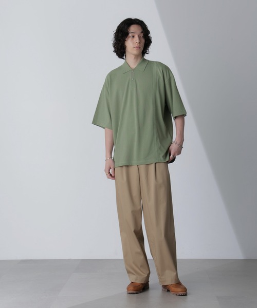 NANO universe（ナノユニバース）の「切り替えビッグポロシャツ 半袖（ポロシャツ・メンズ・ホワイト/ネイビー/グリーン/スミクロ・M/L）」の7枚目の写真