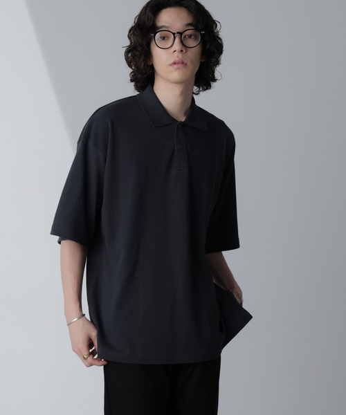 NANO universe（ナノユニバース）の「切り替えビッグポロシャツ 半袖（ポロシャツ・メンズ・ホワイト/ネイビー/グリーン/スミクロ・M/L）」の18枚目の写真