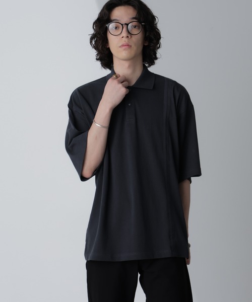 NANO universe（ナノユニバース）の「切り替えビッグポロシャツ 半袖（ポロシャツ・メンズ・ホワイト/ネイビー/グリーン/スミクロ・M/L）」の19枚目の写真