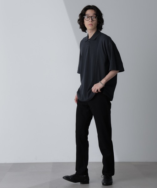 NANO universe（ナノユニバース）の「切り替えビッグポロシャツ 半袖（ポロシャツ・メンズ・ホワイト/ネイビー/グリーン/スミクロ・M/L）」の21枚目の写真