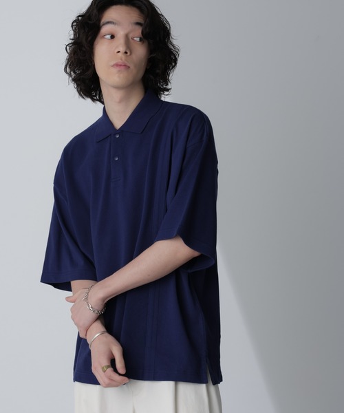 NANO universe（ナノユニバース）の「切り替えビッグポロシャツ 半袖（ポロシャツ・メンズ・ホワイト/ネイビー/グリーン/スミクロ・M/L）」の10枚目の写真