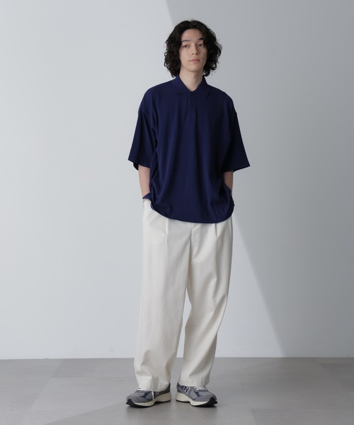 NANO universe（ナノユニバース）の「切り替えビッグポロシャツ 半袖（ポロシャツ・メンズ・ホワイト/ネイビー/グリーン/スミクロ・M/L）」の12枚目の写真