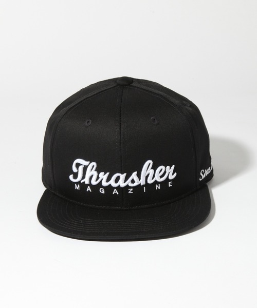 THRASHER(スラッシャー)の「【THRASHER/スラッシャー】フラットバイザー ロゴ刺繍 TCツイル ベースボールキャップ(キャップ・メンズ・ブラック・FREE)」の6枚目の写真