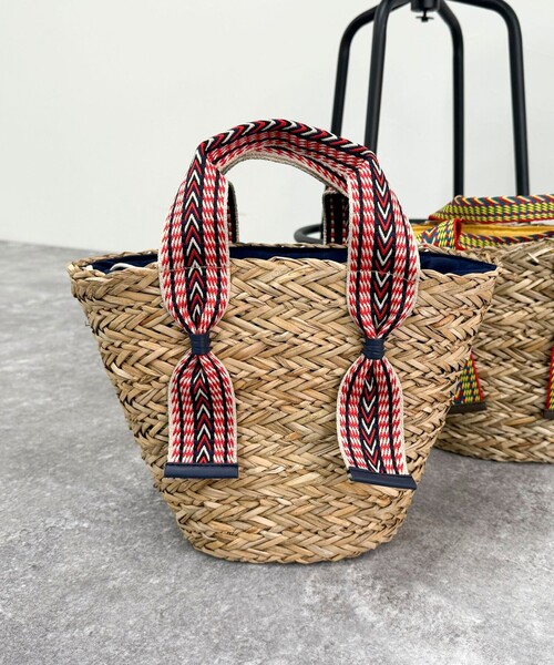 fredy emue（フレディエミュ）の「ジャガードテープカゴバッグ（かごバッグ・レディース・ブルー系その他7/イエロー系その他3・FREE）」の2枚目の写真