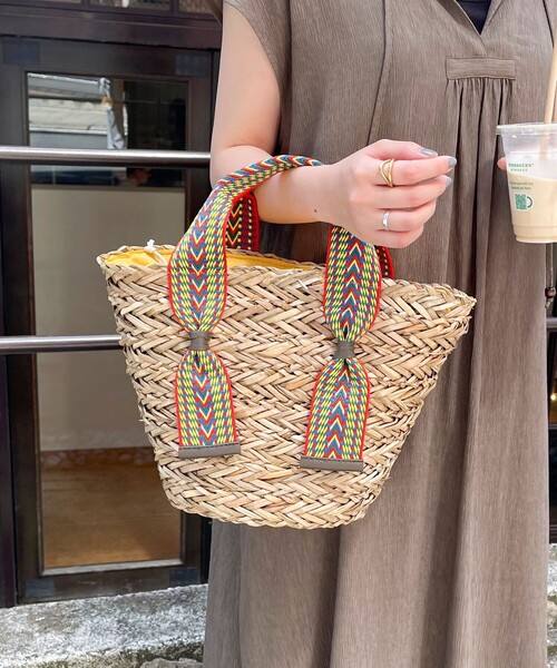 fredy emue（フレディエミュ）の「ジャガードテープカゴバッグ（かごバッグ・レディース・ブルー系その他7/イエロー系その他3・FREE）」の3枚目の写真