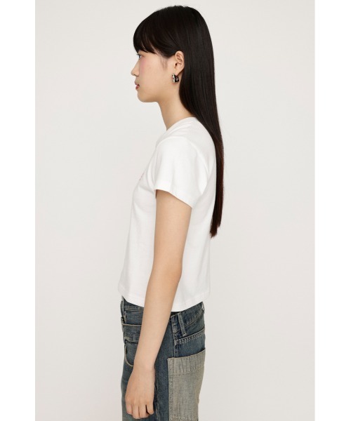 SLY（スライ）の「LOGO COMPACT T/SH ロゴ コンパクト Tシャツ（Tシャツ/カットソー・レディース・ホワイト/ライトピンク/杢グレー/ライトブラック・FREE）」の8枚目の写真