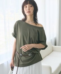 【A・MONN】【吸水速乾/接触冷感】オープンネックTee