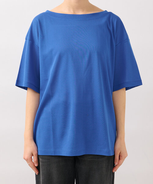 RIVE DROITE（リヴドロワ）の「【A・MONN】【吸水速乾/接触冷感】オープンネックTee　(夏服/半袖/シアートップス)（Tシャツ/カットソー・レディース・ブラック/ホワイト/ベージュ/ブルー/カーキ・FREE）」の12枚目の写真