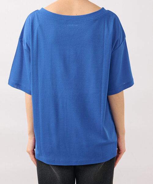 RIVE DROITE（リヴドロワ）の「【A・MONN】【吸水速乾/接触冷感】オープンネックTee　(夏服/半袖/シアートップス)（Tシャツ/カットソー・レディース・ブラック/ホワイト/ベージュ/ブルー/カーキ・FREE）」の10枚目の写真