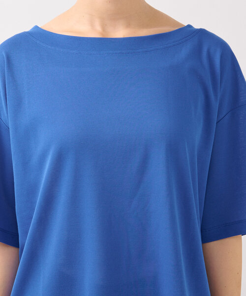 RIVE DROITE（リヴドロワ）の「【A・MONN】【吸水速乾/接触冷感】オープンネックTee　(夏服/半袖/シアートップス)（Tシャツ/カットソー・レディース・ブラック/ホワイト/ベージュ/ブルー/カーキ・FREE）」の9枚目の写真