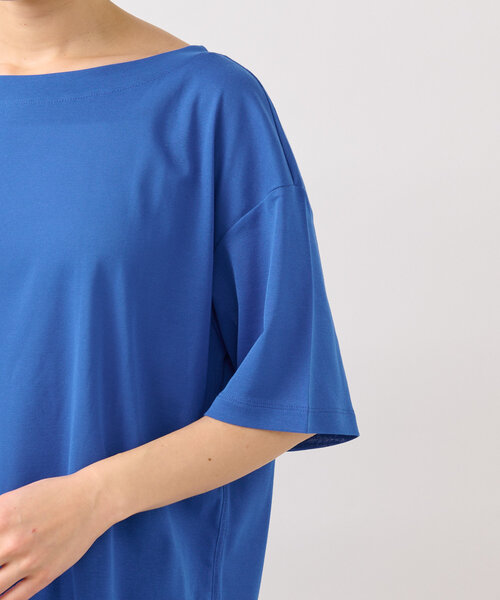 RIVE DROITE（リヴドロワ）の「【A・MONN】【吸水速乾/接触冷感】オープンネックTee　(夏服/半袖/シアートップス)（Tシャツ/カットソー・レディース・ブラック/ホワイト/ベージュ/ブルー/カーキ・FREE）」の8枚目の写真