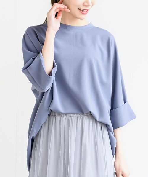 rps（アールピーエス）の「ターンバックスリーブワイド７分袖プルオーバー（Tシャツ/カットソー・レディース・グレイッシュブルー/オフホワイト/ブラック・フリー）」の3枚目の写真