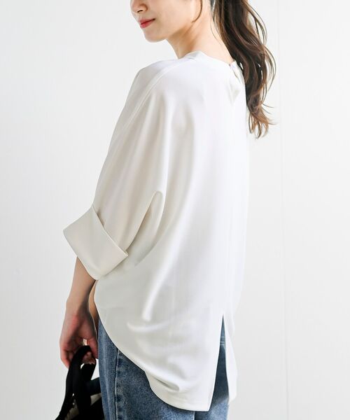 rps（アールピーエス）の「ターンバックスリーブワイド７分袖プルオーバー（Tシャツ/カットソー・レディース・グレイッシュブルー/オフホワイト/ブラック・フリー）」の9枚目の写真